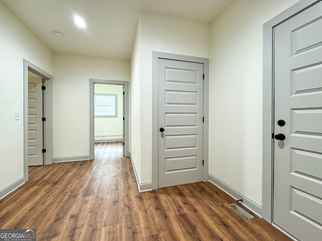 169 View St, Clarkesville, GA 30523 - hall with dark wood-type flooring and baseboards