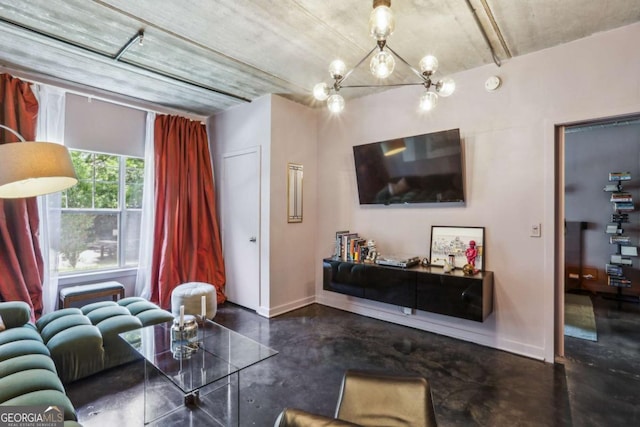 800 Peachtree St NE Unit 1014, Atlanta, GA 30308 - living room featuring concrete floors and baseboards