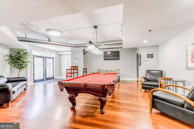800 Peachtree St NE Unit 1014, Atlanta, GA 30308 - recreation room featuring light wood finished floors, pool table, and french doors