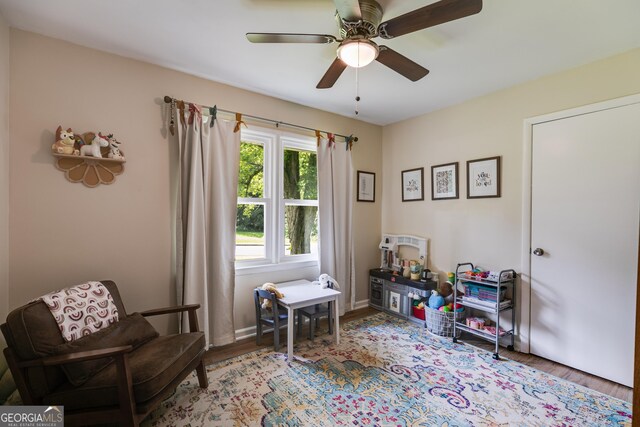 2575 Dobbs Dr NW, Kennesaw, GA 30152 - office featuring a ceiling fan, wood finished floors, and baseboards