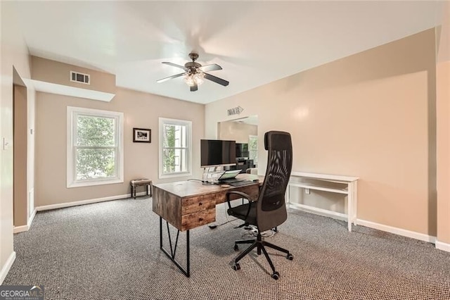 5940 Plantation Dr, Roswell, GA 30075 - carpeted office with ceiling fan and baseboards