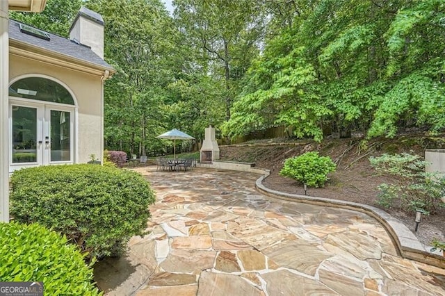 5940 Plantation Dr, Roswell, GA 30075 - view of patio / terrace featuring french doors and outdoor dining area
