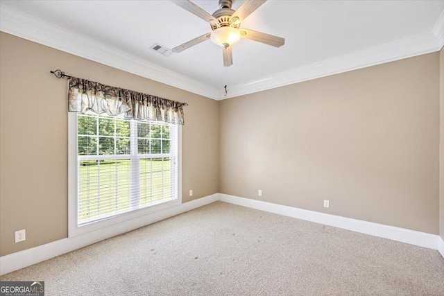 737 Raleigh Cobb Rd, Hawkinsville, GA 31036 - unfurnished room with crown molding, light carpet, baseboards, and a ceiling fan