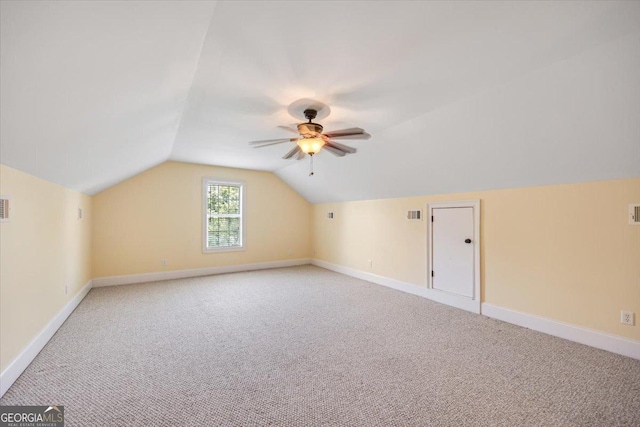 737 Raleigh Cobb Rd, Hawkinsville, GA 31036 - bonus room featuring light carpet, lofted ceiling, baseboards, and ceiling fan
