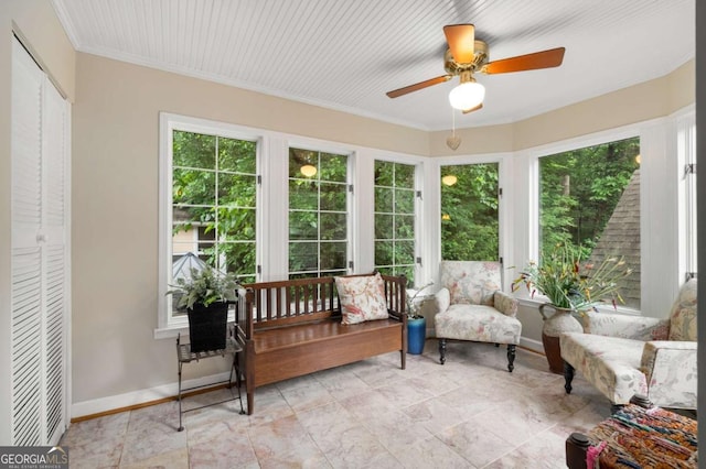 228 Clarion Ave, Decatur, GA 30030 - sunroom / solarium featuring baseboards and crown molding