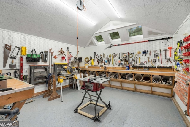 228 Clarion Ave, Decatur, GA 30030 - miscellaneous room with a workshop area and vaulted ceiling
