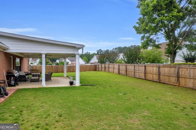 502 Stoneland Pl, Lawrenceville, GA 30046 - view of yard with outdoor lounge area, ceiling fan, and a patio area
