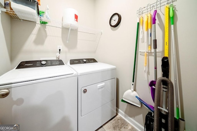 174 Silver Birch Pass, Newnan, GA 30265 - washroom with washer and clothes dryer and baseboards