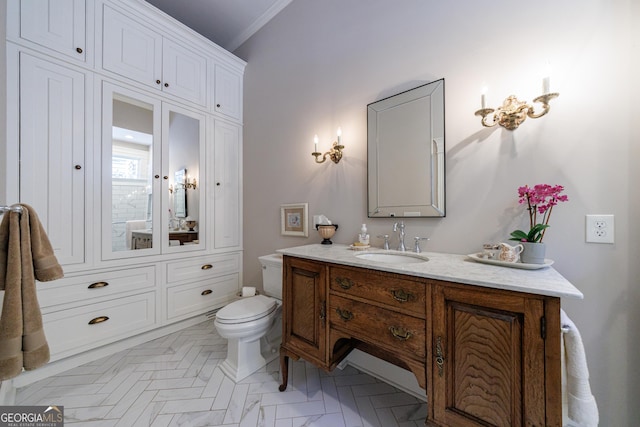 381 Cherokee Ave SE, Atlanta, GA 30312 - bathroom with ornamental molding and vanity