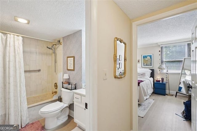 3530 Piedmont Rd NE Unit 2I, Atlanta, GA 30305 - bathroom with a textured ceiling, shower / tub combo, and vanity