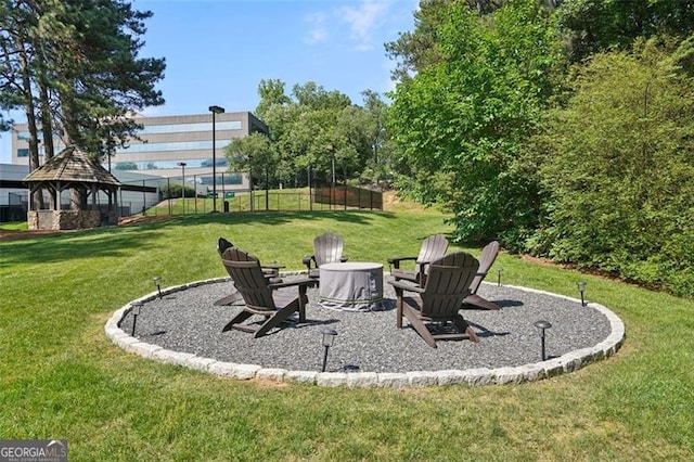 3530 Piedmont Rd NE Unit 2I, Atlanta, GA 30305 - view of yard with a fire pit and a gazebo