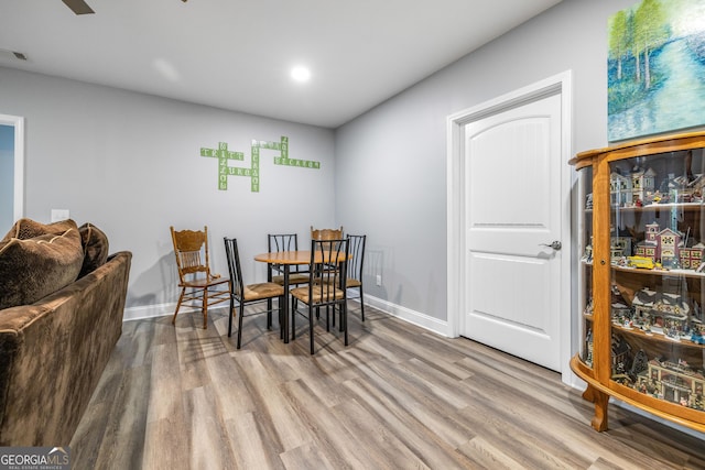405 Dugas Rd, Dahlonega, GA 30533 - dining room with light wood finished floors, baseboards, and recessed lighting
