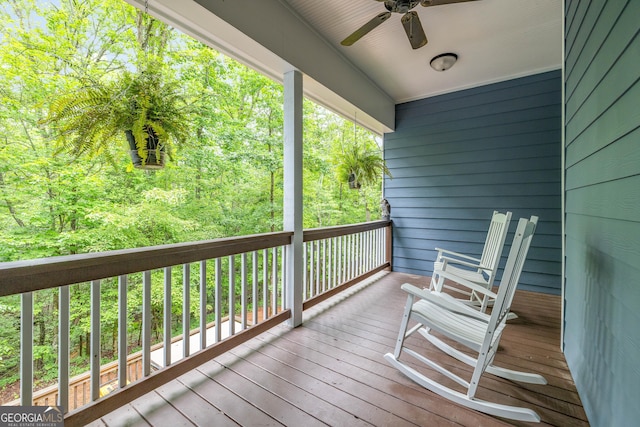 405 Dugas Rd, Dahlonega, GA 30533 - wooden terrace featuring ceiling fan