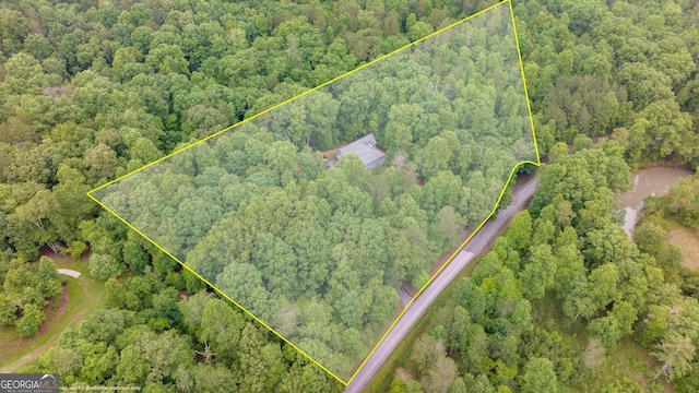 405 Dugas Rd, Dahlonega, GA 30533 - aerial view of property's location featuring a forest and property parcel outlined