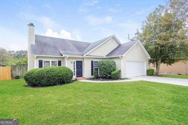 4112 Meadowlark Ct, Powder Springs, GA 30127 - view of front of house featuring a garage, driveway, and a chimney