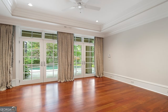 760 River Gate Dr, Atlanta, GA 30350 - unfurnished room with french doors, a raised ceiling, healthy amount of natural light, ornamental molding, and recessed lighting
