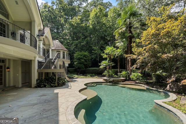 760 River Gate Dr, Atlanta, GA 30350 - view of pool with stairway, a patio area, and a pool with connected hot tub