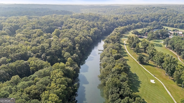 760 River Gate Dr, Atlanta, GA 30350 - drone / aerial view of a nearby body of water and a heavily wooded area