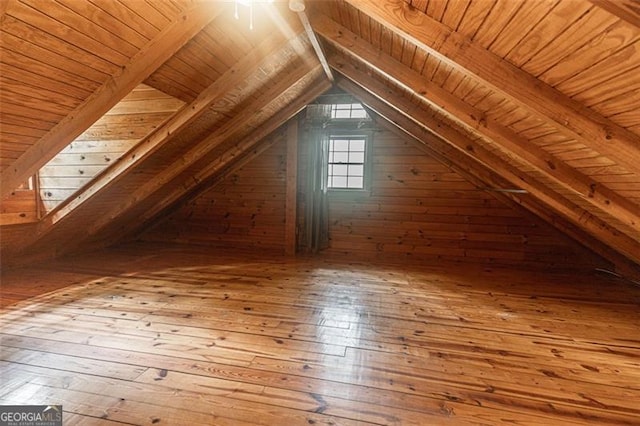 218 Green Acre Ln, Cartersville, GA 30121 - additional living space featuring wood-type flooring, lofted ceiling, and wood ceiling