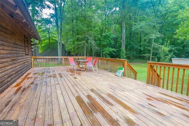 218 Green Acre Ln, Cartersville, GA 30121 - wooden terrace with outdoor dining area and a yard