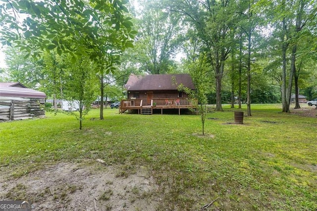 218 Green Acre Ln, Cartersville, GA 30121 - view of grassy yard featuring a wooden deck