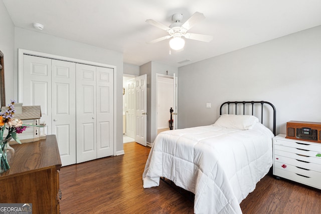 151 Overhill Pt, Alpharetta, GA 30005 - bedroom featuring wood finished floors, a closet, a ceiling fan, and baseboards