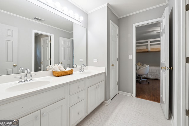 151 Overhill Pt, Alpharetta, GA 30005 - full bathroom featuring double vanity, crown molding, and baseboards