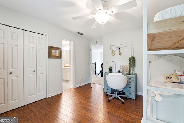 151 Overhill Pt, Alpharetta, GA 30005 - office area featuring wood finished floors, ceiling fan, and baseboards