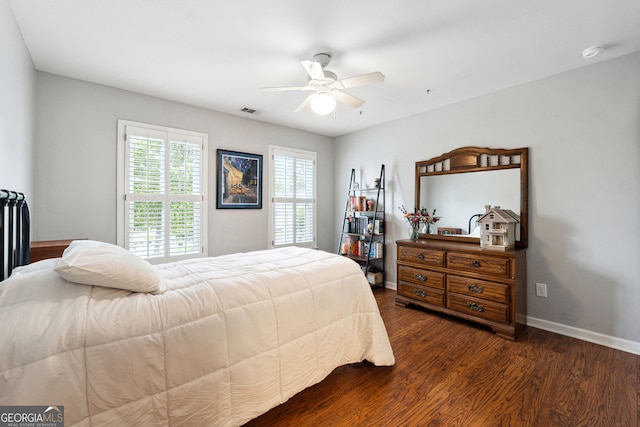 151 Overhill Pt, Alpharetta, GA 30005 - bedroom with dark wood finished floors, baseboards, and ceiling fan