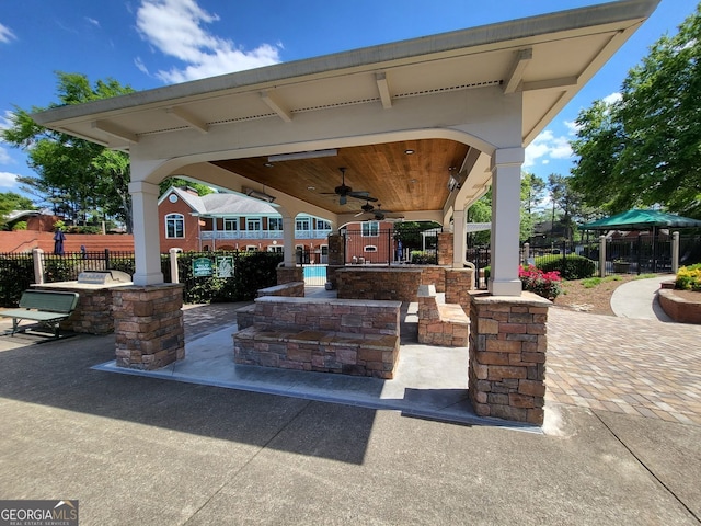 151 Overhill Pt, Alpharetta, GA 30005 - view of patio / terrace with a ceiling fan and a gazebo