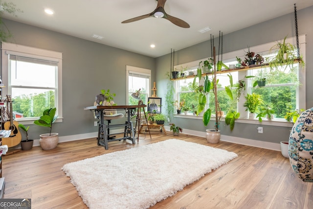 209 Voyles Way, Dawsonville, GA 30534 - living area featuring ceiling fan, wood finished floors, baseboards, and recessed lighting