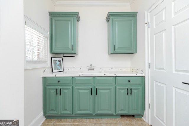 720 Latrobe Way, Macon, GA 31220 - bathroom featuring vanity, ornamental molding, tile patterned flooring, and baseboards