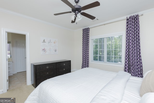 720 Latrobe Way, Macon, GA 31220 - bedroom with crown molding, a ceiling fan, light carpet, and baseboards
