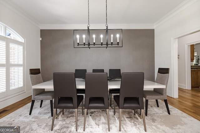 720 Latrobe Way, Macon, GA 31220 - dining area featuring ornamental molding, a chandelier, and wood finished floors