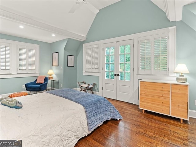 2054 Palifox Dr NE, Atlanta, GA 30307 - bedroom with french doors, dark wood finished floors, recessed lighting, multiple windows, and access to exterior
