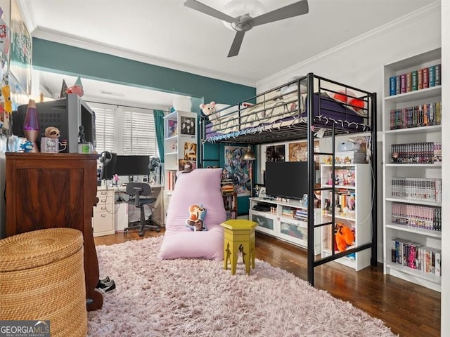 2054 Palifox Dr NE, Atlanta, GA 30307 - bedroom featuring crown molding, wood finished floors, and an office area