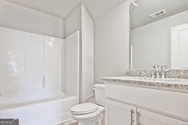 4063 Links Blvd, Jefferson, GA 30549 - bathroom featuring vanity, toilet, and shower / bathtub combination