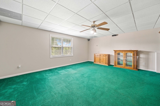 2623 Lone Oak Trl NW, Kennesaw, GA 30144 - carpeted empty room featuring a ceiling fan, baseboards, and a drop ceiling