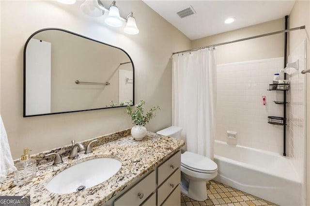 171 N Trce, Alpharetta, GA 30009 - full bath with toilet, vanity, and shower / bath combination with curtain