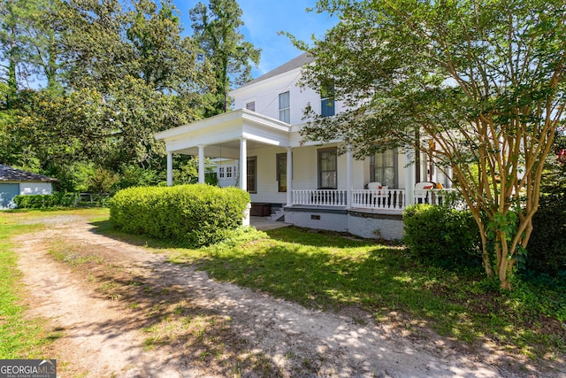 416 Engram St, Montezuma, GA 31063 - view of front of property featuring covered porch and crawl space