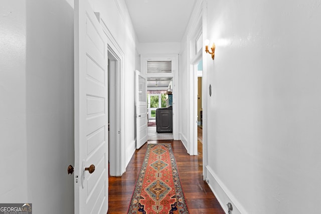 416 Engram St, Montezuma, GA 31063 - corridor with dark wood-style floors and baseboards