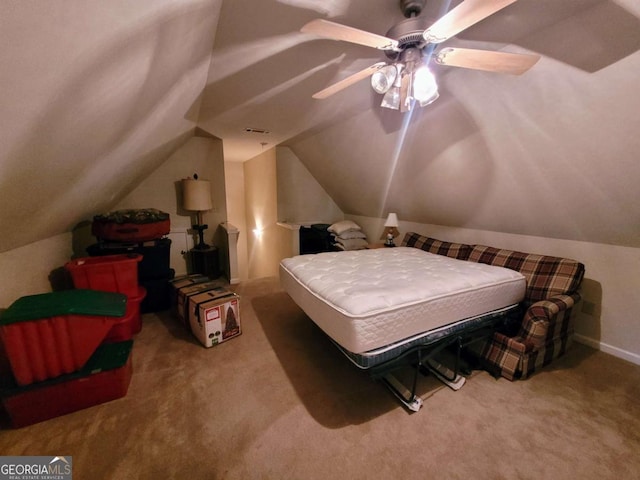 135 Pine Creek Way, Winterville, GA 30683 - carpeted bedroom featuring vaulted ceiling and a ceiling fan