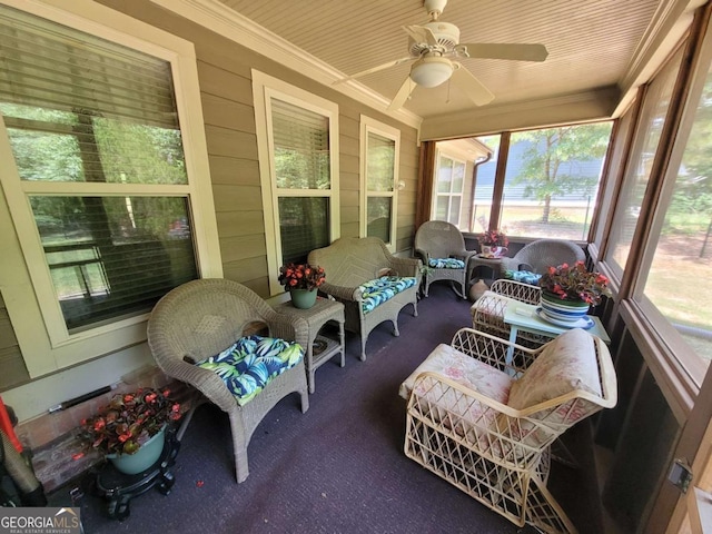 135 Pine Creek Way, Winterville, GA 30683 - sunroom with a ceiling fan and outdoor lounge area
