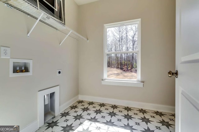 37 Radian Way, Dallas, GA 30132 - washroom featuring light flooring, electric dryer hookup, washer hookup, and baseboards