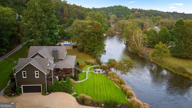 547 Toccoa River Ln, Mineral Bluff, GA 30559 - aerial view of property and surrounding area featuring a heavily wooded area and a large body of water
