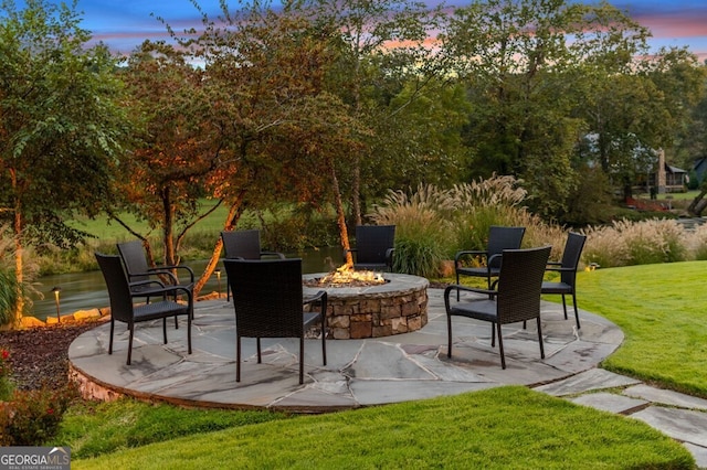547 Toccoa River Ln, Mineral Bluff, GA 30559 - view of patio featuring a fire pit
