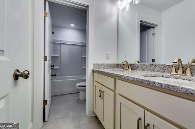 537 Principal Meridian Dr, Dallas, GA 30132 - full bath featuring double vanity, toilet, and  shower combination