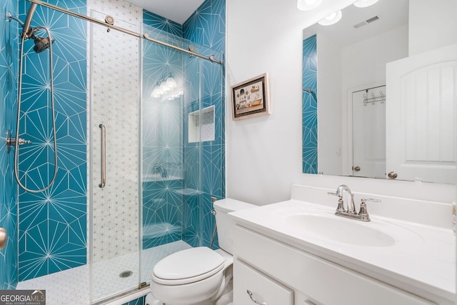 2121 Harmony Dr, Canton, GA 30115 - bathroom with vanity and a stall shower