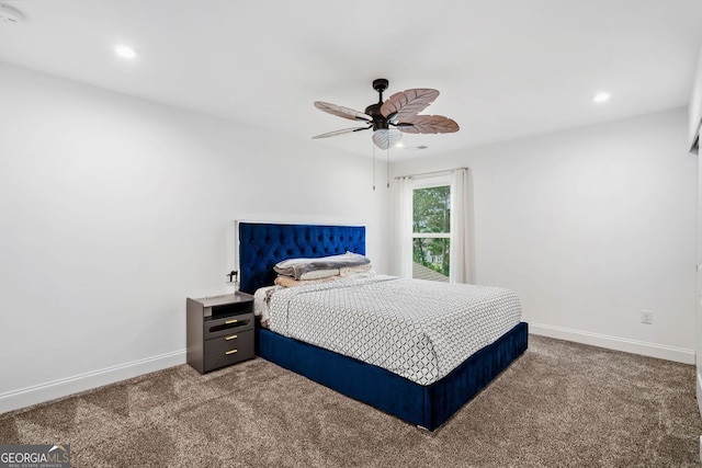 2121 Harmony Dr, Canton, GA 30115 - bedroom featuring dark carpet, recessed lighting, and ceiling fan