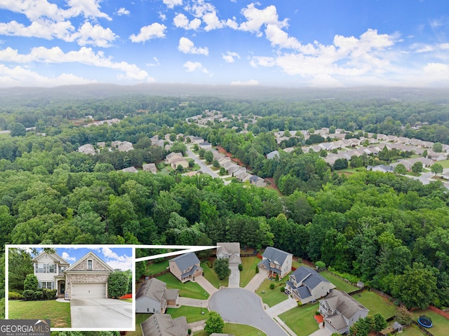 6160 Overleaf Ter, Cumming, GA 30040 - aerial view of property's location featuring property parcel outlined and a heavily wooded area